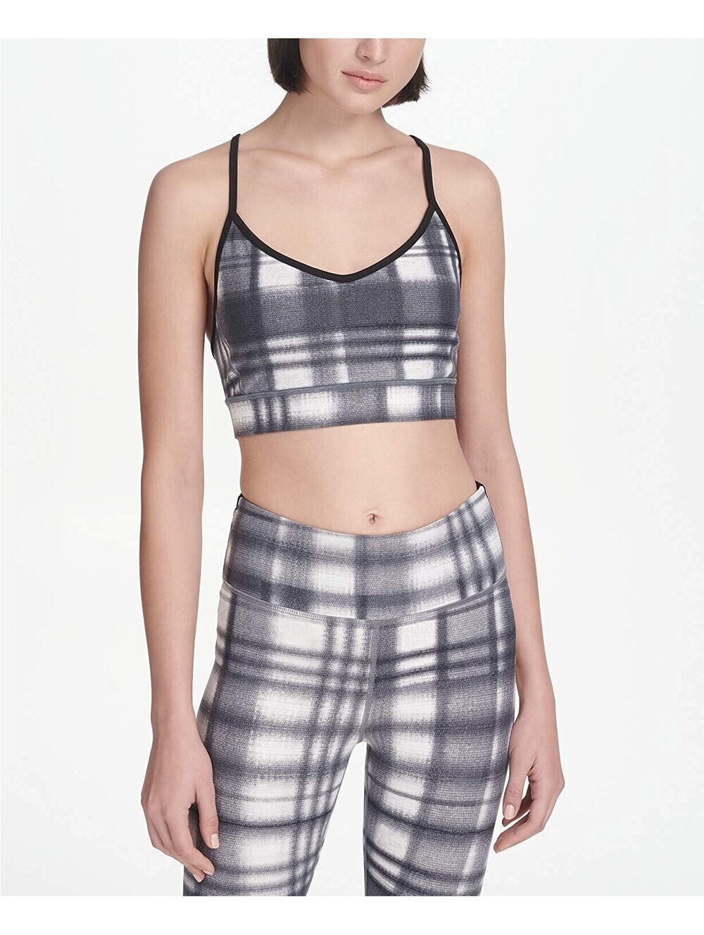 DKNY Women's Eclipse Plaid Sports Bra Size XS